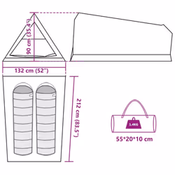 vidaXL Camping Tent 2-Person Lightweight Tent Dome Tent Waterproof - brown