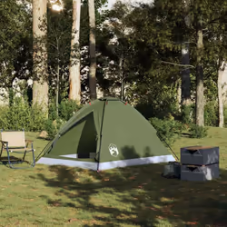 vidaXL Camping Tent Dome 4-Person Camouflage Waterproof tent camping shelter - olive green, 2-person