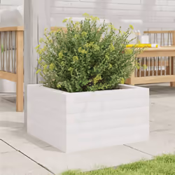 vidaXL Garden Planter Outdoor Flower Pot Planter Pot White Solid Wood Pine - Additional view 2