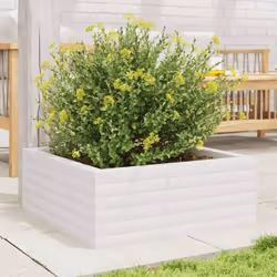 vidaXL Garden Planter Outdoor Flower Pot Planter Pot White Solid Wood Pine - Additional view 2