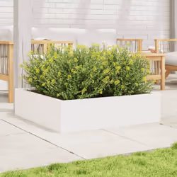 vidaXL Garden Planter Outdoor Flower Pot Planter Pot Wax Brown Solid Wood Pine - white, 90 x 90 x 23 cm - Additional view 2