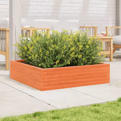 vidaXL Garden Planter Outdoor Flower Pot Planter Pot Wax Brown Solid Wood Pine - wax brown, 90 x 90 x 23 cm - Additional view 2