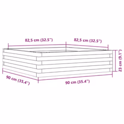 vidaXL Garden Planter Outdoor Flower Pot Planter Pot Wax Brown Solid Wood Pine - wax brown, 90 x 90 x 23 cm - Additional view 9