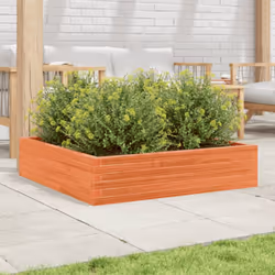 vidaXL Garden Planter Wax Brown 100x100x23 cm Solid Wood Pine