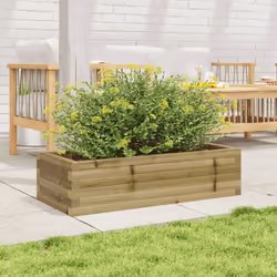 vidaXL Garden Planter Outdoor Flower Pot Planter Pot Wax Brown Solid Wood Pine - natural impregnated, 90 x 40 x 23 cm - Additional view 2