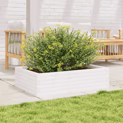 vidaXL Garden Planter Outdoor Flower Pot Planter Pot Wax Brown Solid Wood Pine - white, 90 x 60 x 23 cm - Additional view 2