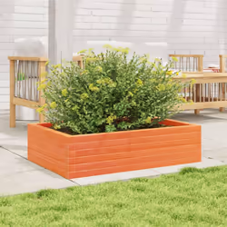 vidaXL Garden Planter Outdoor Flower Pot Planter Pot Wax Brown Solid Wood Pine - wax brown, 90 x 60 x 23 cm - Additional view 2