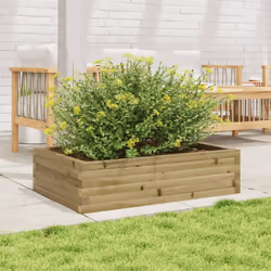 vidaXL Garden Planter Outdoor Flower Pot Planter Pot Wax Brown Solid Wood Pine - natural impregnated, 90 x 60 x 23 cm - Additional view 2