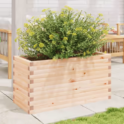 vidaXL Garden Planter Outdoor Flower Pot Planter Pot Wax Brown Solid Wood Pine - natural pine, 90 x 40 x 45.5 cm - Additional view 2