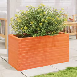 vidaXL Garden Planter Outdoor Flower Pot Planter Pot Wax Brown Solid Wood Pine - wax brown, 90 x 40 x 45.5 cm - Additional view 2