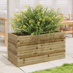 vidaXL Garden Planter Outdoor Flower Pot Planter Pot Wax Brown Solid Wood Pine - natural impregnated, 90 x 40 x 45.5 cm - Additional view 2