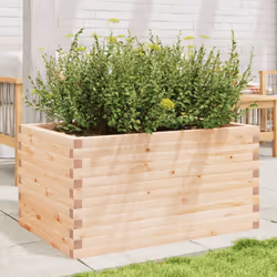 vidaXL Garden Planter Outdoor Flower Pot Planter Pot Wax Brown Solid Wood Pine - natural pine, 90 x 60 x 45.5 cm - Additional view 2