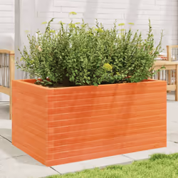 vidaXL Garden Planter Outdoor Flower Pot Planter Pot Wax Brown Solid Wood Pine - wax brown, 90 x 60 x 45.5 cm - Additional view 2