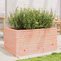 vidaXL Garden Planter Outdoor Flower Pot Planter Pot Wax Brown Solid Wood Pine - natural douglas, 90 x 60 x 45.5 cm - Additional view 2