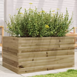 vidaXL Garden Planter Outdoor Flower Pot Planter Pot Wax Brown Solid Wood Pine - natural impregnated, 90 x 60 x 45.5 cm - Additional view 2