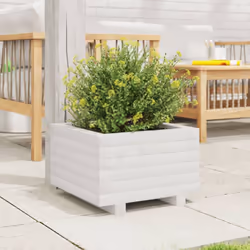 vidaXL Garden Planter Outdoor Flower Pot Planter Pot White Solid Wood Pine - Additional view 2