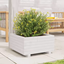 vidaXL Garden Planter Outdoor Flower Pot Planter Pot White Solid Wood Pine - Additional view 2