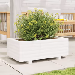 vidaXL Garden Planter Outdoor Flower Pot Planter Pot White Solid Wood Pine - Additional view 2