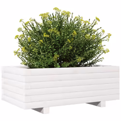 vidaXL Garden Planter Outdoor Flower Pot Planter Pot White Solid Wood Pine - Additional view 3