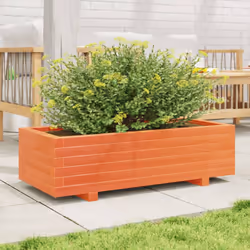 vidaXL Garden Planter Outdoor Flower Pot Planter Pot Wax Brown Solid Wood Pine - wax brown, 90 x 40 x 26.5 cm - Additional view 2
