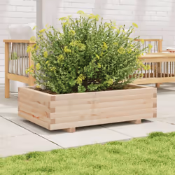 vidaXL Garden Planter Outdoor Flower Pot Planter Pot Wax Brown Solid Wood Pine - natural pine, 90 x 60 x 26.5 cm - Additional view 2