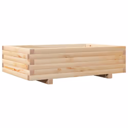 vidaXL Garden Planter Outdoor Flower Pot Planter Pot Wax Brown Solid Wood Pine - natural pine, 90 x 60 x 26.5 cm - Additional view 6