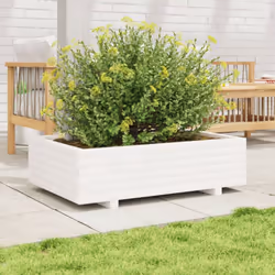vidaXL Garden Planter Outdoor Flower Pot Planter Pot Wax Brown Solid Wood Pine - white, 90 x 60 x 26.5 cm - Additional view 2