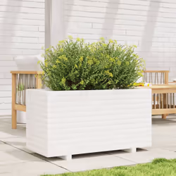 vidaXL Garden Planter Outdoor Flower Pot Planter Pot White Solid Wood Pine - Additional view 2