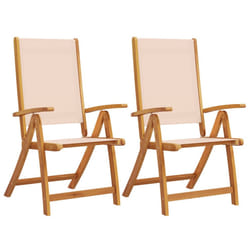 vidaXL Folding Garden Chairs Dining Chair Solid Wood Acacia and Textilene - cream, 2 pcs