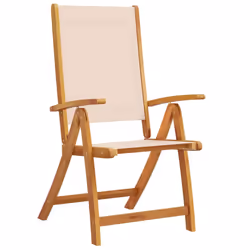 vidaXL Folding Garden Chairs Dining Chair Solid Wood Acacia and Textilene - cream, 2 pcs