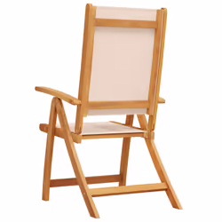 vidaXL Folding Garden Chairs Dining Chair Solid Wood Acacia and Textilene - cream, 2 pcs - Additional view 5