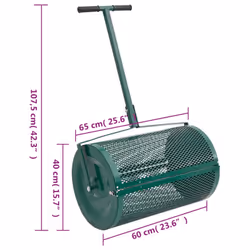 vidaXL Compost Spreader Moss Spreader Manure Spreaders Roller Green Steel - Additional view 5