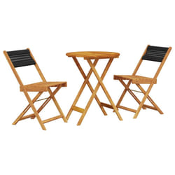 vidaXL Bistro Set 3 Piece Outdoor Bar Set Black Polypropylene and Solid Wood