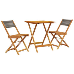vidaXL Bistro Set 3 Piece Outdoor Bar Set Grey Polypropylene and Solid Wood