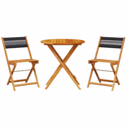 vidaXL Bistro Set 3 Piece Outdoor Bar Set Black Polypropylene and Solid Wood