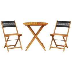 vidaXL Bistro Set 3 Piece Outdoor Bar Set Black Polypropylene and Solid Wood