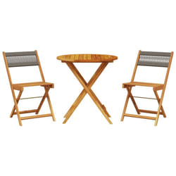 vidaXL Bistro Set 3 Piece Outdoor Bar Set Grey Polypropylene and Solid Wood - 70 x 75 cm
