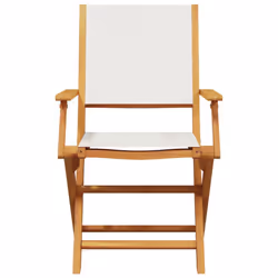 vidaXL Bistro Set 3 Piece Outdoor Bar Set Blue and White Fabric and Solid Wood - cream, 70 x 75 cm - Additional view 5