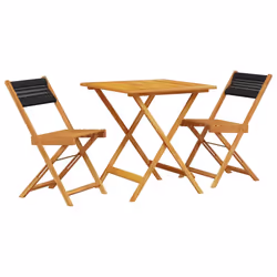 vidaXL Bistro Set 3 Piece Outdoor Bar Set Black Polypropylene and Solid Wood