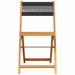 vidaXL Bistro Set 3 Piece Outdoor Bar Set Black Polypropylene and Solid Wood - Additional view 5