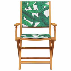 vidaXL Bistro Set 3 Piece Outdoor Bar Set Leaf Pattern Fabric and Solid Wood - Additional view 5