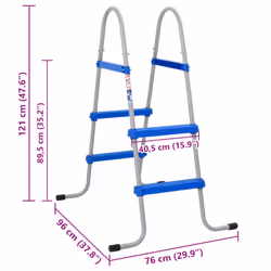 vidaXL Pool Ladder for Above Ground Pool Step Ladder Stair Step Steel&Plastic - Additional view 3