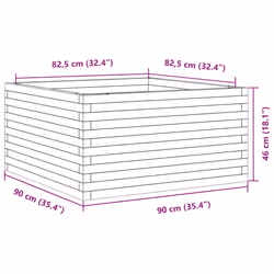 vidaXL Garden Planter Outdoor Flower Pot Planter Pot Wax Brown Solid Wood Pine - white, 90 x 90 x 46 cm