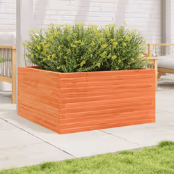 vidaXL Garden Planter Outdoor Flower Pot Planter Pot Wax Brown Solid Wood Pine - wax brown, 90 x 90 x 46 cm - Additional view 2