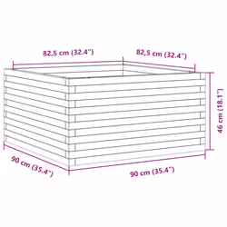 vidaXL Garden Planter Outdoor Flower Pot Planter Pot Wax Brown Solid Wood Pine - wax brown, 90 x 90 x 46 cm - Additional view 9