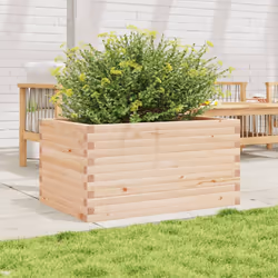 vidaXL Garden Planter Outdoor Flower Pot Planter Pot Wax Brown Solid Wood Pine - natural pine, 90 x 60 x 46 cm - Additional view 2