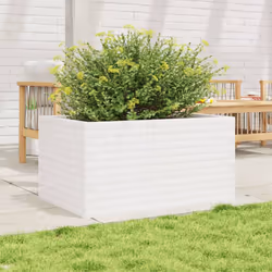 vidaXL Garden Planter Outdoor Flower Pot Planter Pot Wax Brown Solid Wood Pine - white, 90 x 60 x 46 cm - Additional view 2