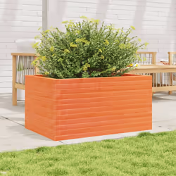 vidaXL Garden Planter Outdoor Flower Pot Planter Pot Wax Brown Solid Wood Pine - wax brown, 90 x 60 x 46 cm - Additional view 2