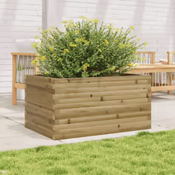 vidaXL Garden Planter Outdoor Flower Pot Planter Pot Wax Brown Solid Wood Pine - natural impregnated, 90 x 60 x 46 cm - Additional view 2