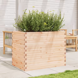 vidaXL Garden Planter Outdoor Flower Pot Planter Pot Wax Brown Solid Wood Pine - natural pine, 90 x 60 x 68.5 cm - Additional view 2